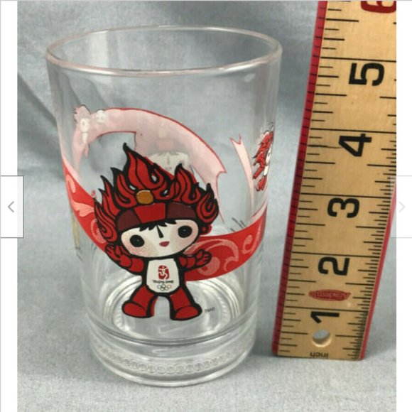2008 McDonalds Beijing Olympics Red HuanHuan Cycling 16 oz Glass Collectable - Picture 2 of 9